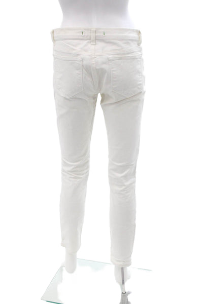 J Brand Womens Cropped Ankle Pants White Cotton Lycra Button Size 29