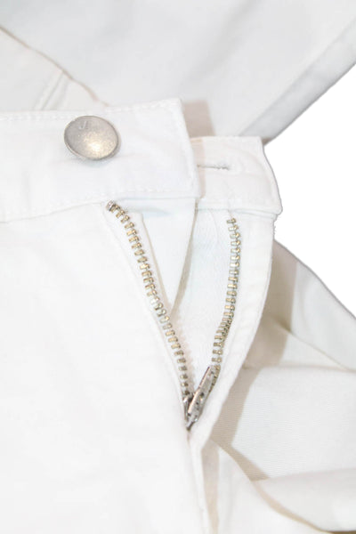 J Brand Womens Cropped Ankle Pants White Cotton Lycra Button Size 29