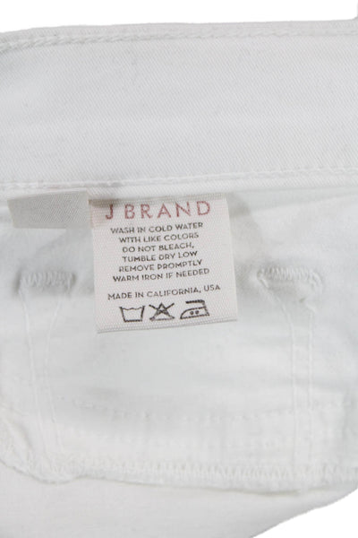 J Brand Womens Cropped Ankle Pants White Cotton Lycra Button Size 29