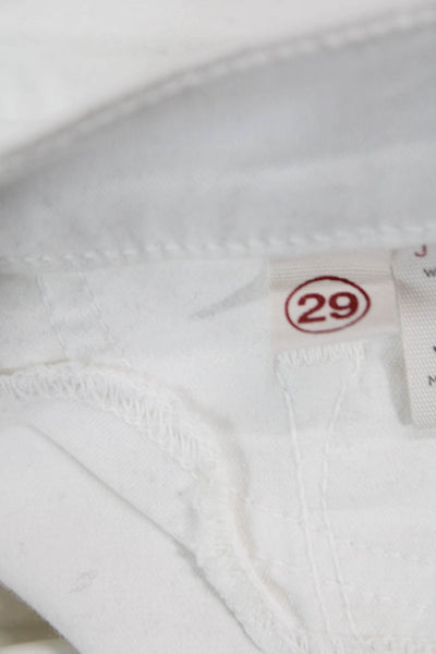 J Brand Womens Cropped Ankle Pants White Cotton Lycra Button Size 29