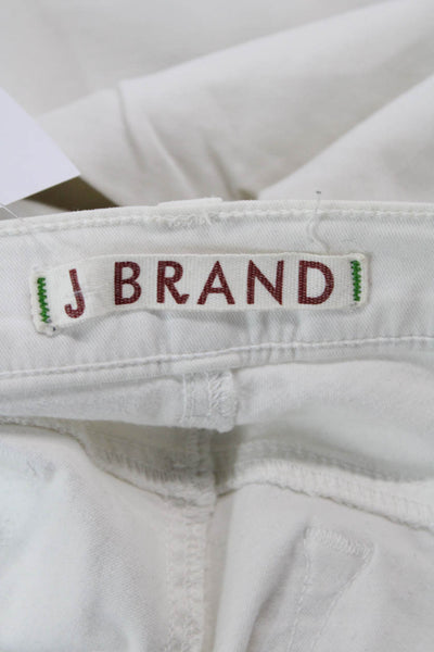 J Brand Womens Cropped Ankle Pants White Cotton Lycra Button Size 29