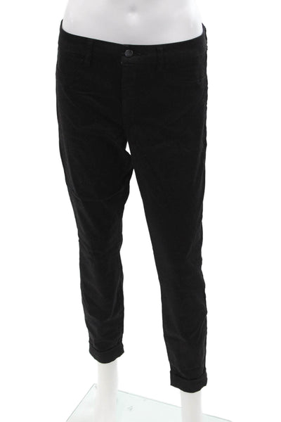 J Brand Womens Black Ankle Cropped Pants Lyocell Cotton Elastane Button Size 28