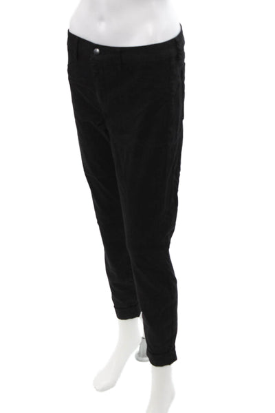 J Brand Womens Black Ankle Cropped Pants Lyocell Cotton Elastane Button Size 28