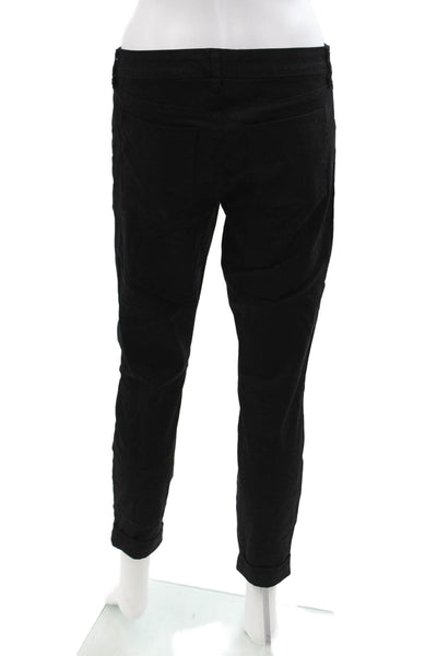 J Brand Womens Black Ankle Cropped Pants Lyocell Cotton Elastane Button Size 28