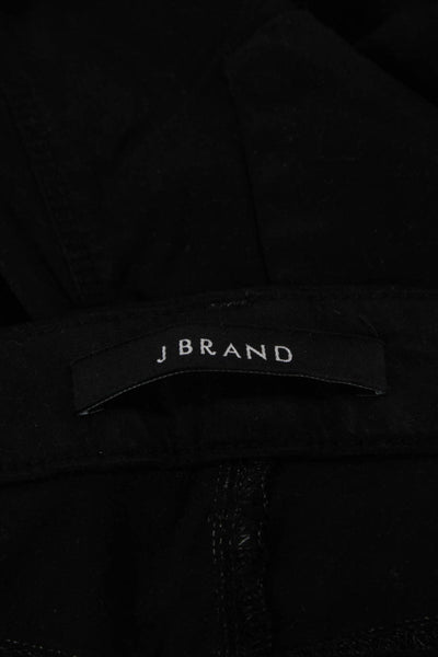 J Brand Womens Black Ankle Cropped Pants Lyocell Cotton Elastane Button Size 28