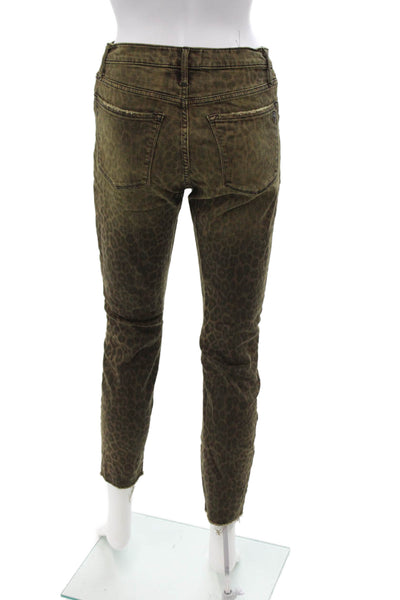 Black Orchid Women Ankle Cropped Jeans Brown Animal Print Size 28