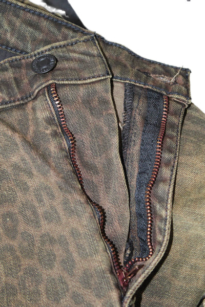 Black Orchid Women Ankle Cropped Jeans Brown Animal Print Size 28