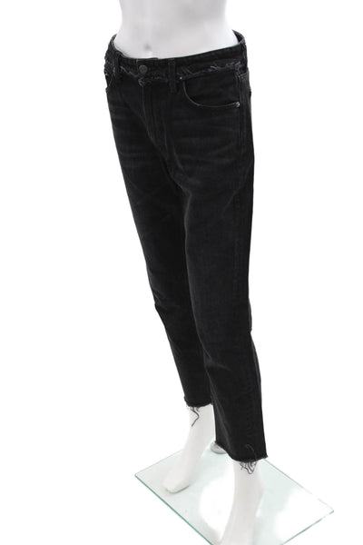 Reformation Womens Cropped Straight 90s Jeans Black Button Mid Rise Size 27