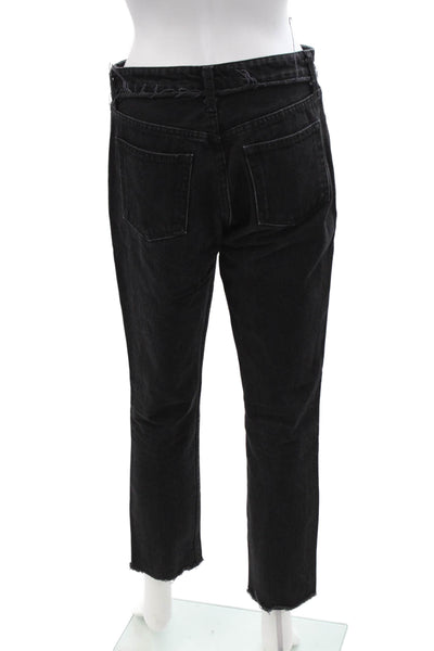 Reformation Womens Cropped Straight 90s Jeans Black Button Mid Rise Size 27