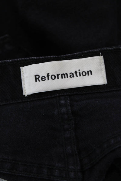 Reformation Womens Cropped Straight 90s Jeans Black Button Mid Rise Size 27