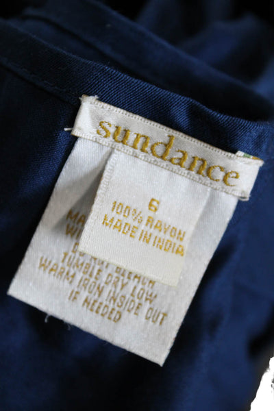 Sundance Womens Dark Blue Bohemian V Neck Long Sleeve Midi Dress Size 6