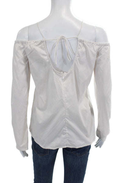 By Any Other Name Women White Bohemian Blouse Long Sleeve Drawstring Size 2