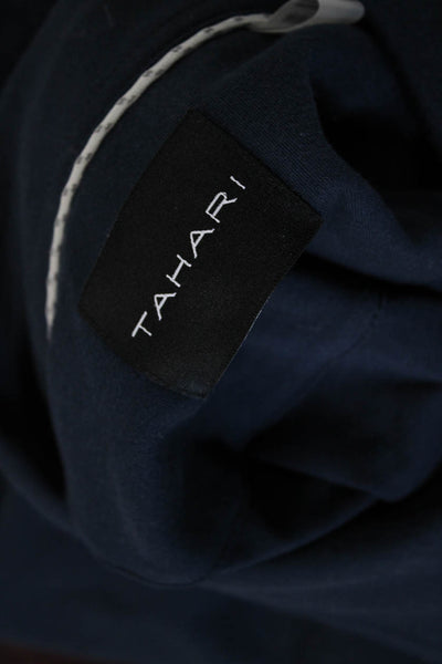 Tahari Mens Button Down Short Sleeves Shirt Navy Blue Cotton Size Medium