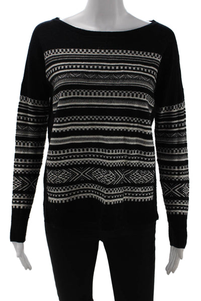 Bailey 44 Womens Pullover Sweater Aztec Black Round Neck Long Sleeve Size XS