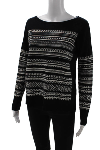 Bailey 44 Womens Pullover Sweater Aztec Black Round Neck Long Sleeve Size XS