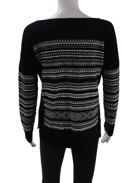 Bailey 44 Womens Pullover Sweater Aztec Black Round Neck Long Sleeve Size XS