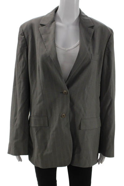 Calvin Klein Mens Striped Wool Cotton Blend Blazer Button Long Sleeve Size 14