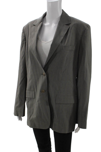 Calvin Klein Mens Striped Wool Cotton Blend Blazer Button Long Sleeve Size 14