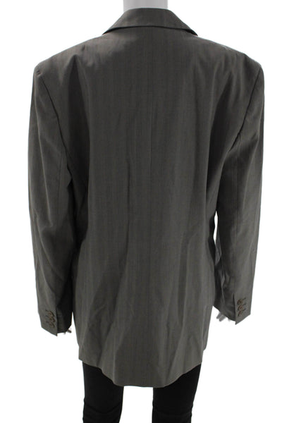 Calvin Klein Mens Striped Wool Cotton Blend Blazer Button Long Sleeve Size 14