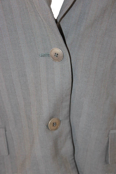 Calvin Klein Mens Striped Wool Cotton Blend Blazer Button Long Sleeve Size 14