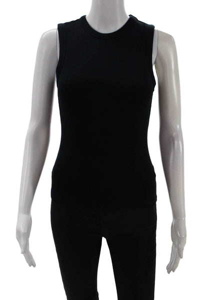 Zara Womens Basic Jersey Crew Neck Black Tank Size S