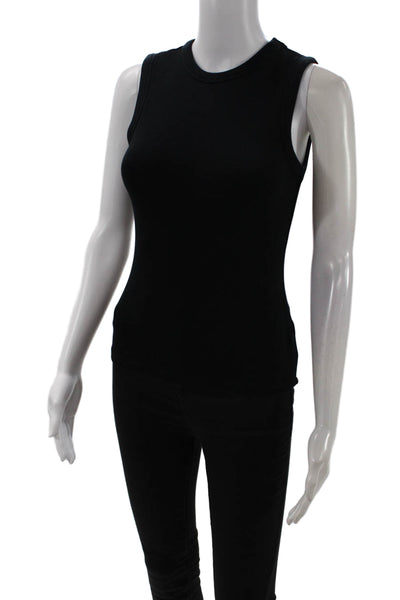 Zara Womens Basic Jersey Crew Neck Black Tank Size S