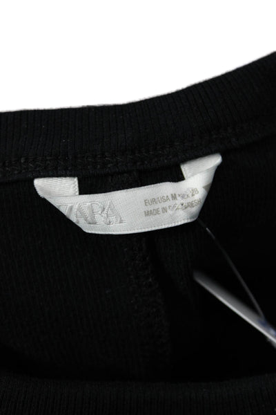 Zara Womens Basic Jersey Crew Neck Black Tank Size S