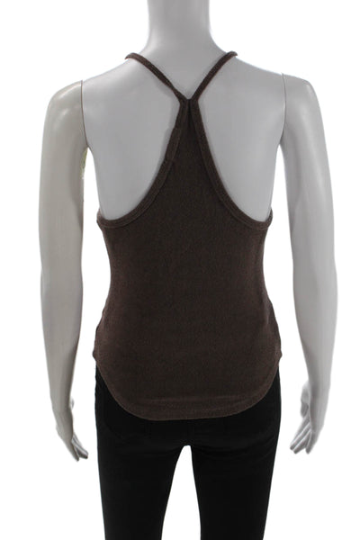 NIA Women Basic Camisole Brown High Neck Sleeveless Petite 90s Size M