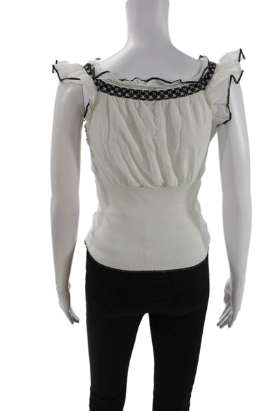 Anthropologie Womens Cropped Tank White Square Neck Sleeveless Boho Size XS