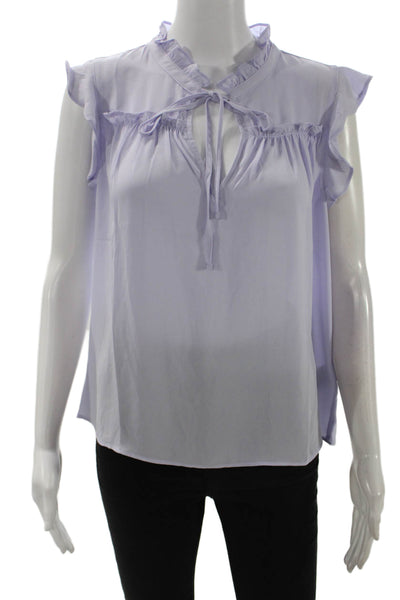 J Crew Women Sleeveless Solid Purple Polyester Tie Blouse Size S