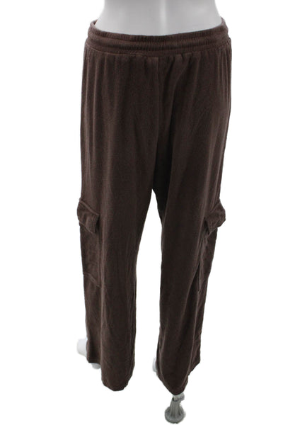 NIA Unisex Brown Cargo Sweatpants Drawstring Cotton Blend Army Size M