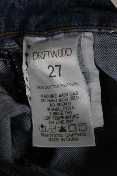 Driftwood Womens Blue Boyfriend Tapered Mid-Rise Jeans Size 27