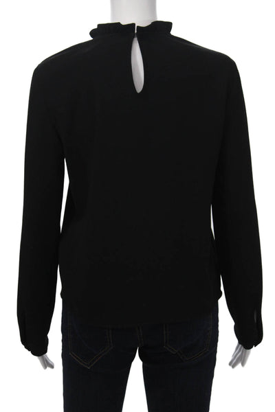 Zara Woman Women High Neck Black Button Blouse Long Sleeve Polyester Size M
