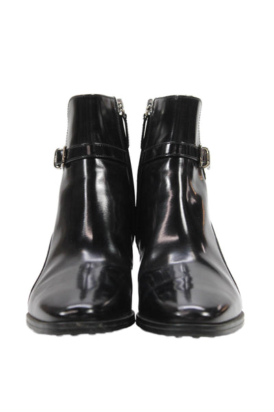 Tods Womens Leather Gomma Tronchetto Fribbie Boots Shoes Black Size 8.5