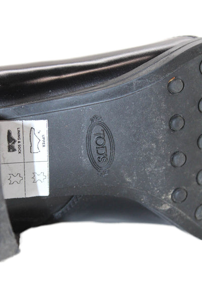 Tods Womens Leather Gomma Tronchetto Fribbie Boots Shoes Black Size 8.5