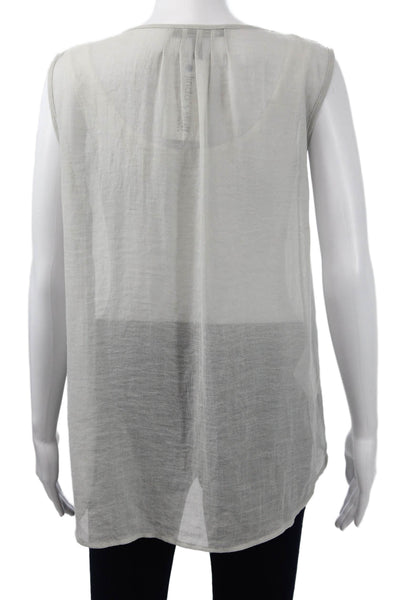 BCBGMAXAZRIA Womens Boho Gray Sleeveless Blouse Tie Neck Size M