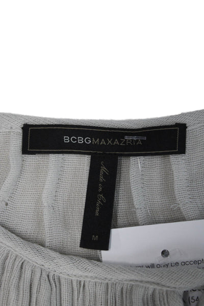 BCBGMAXAZRIA Womens Boho Gray Sleeveless Blouse Tie Neck Size M