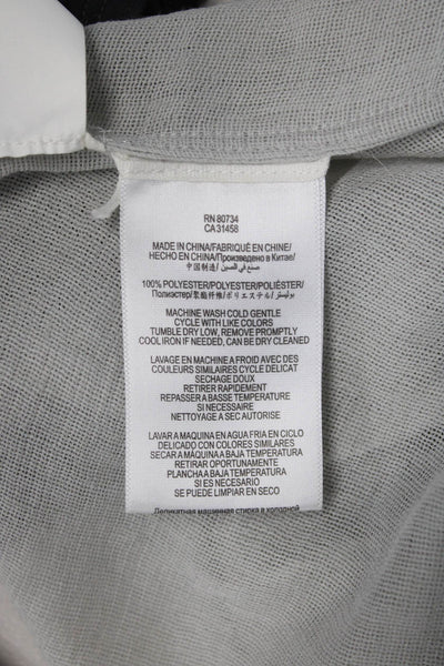 BCBGMAXAZRIA Womens Boho Gray Sleeveless Blouse Tie Neck Size M