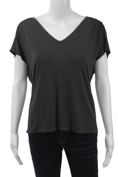 Michael Stars Womens Dark Gray V-Neck Jersey T-Shirt Short Sleeve Size S