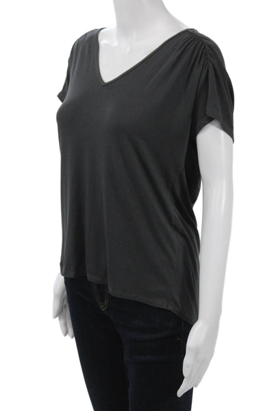 Michael Stars Womens Dark Gray V-Neck Jersey T-Shirt Short Sleeve Size S