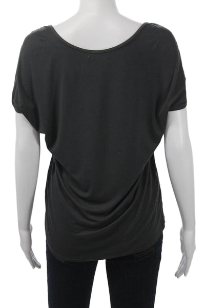 Michael Stars Womens Dark Gray V-Neck Jersey T-Shirt Short Sleeve Size S