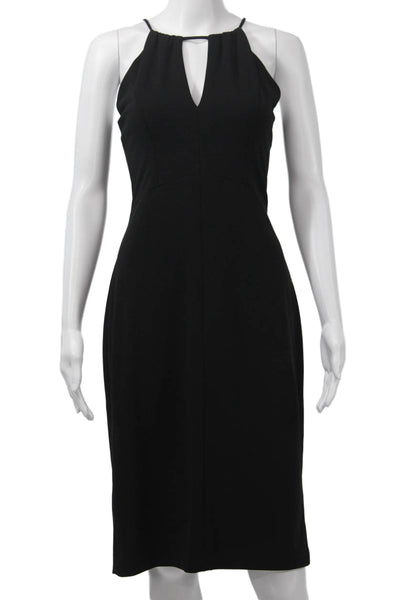 Betsey Johnson Womens Sheath Dress Black Sleeveless Mid Calf Zip Size 8