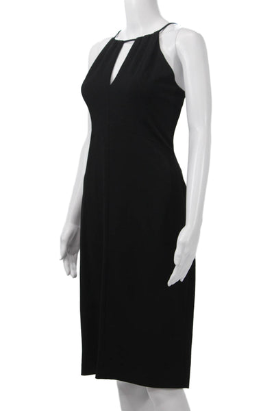 Betsey Johnson Womens Sheath Dress Black Sleeveless Mid Calf Zip Size 8