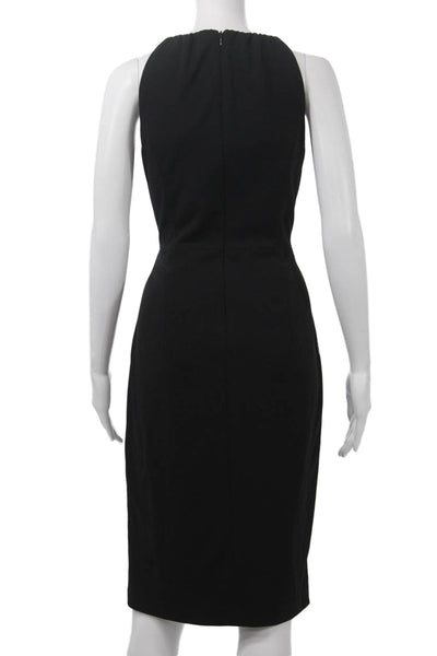 Betsey Johnson Womens Sheath Dress Black Sleeveless Mid Calf Zip Size 8