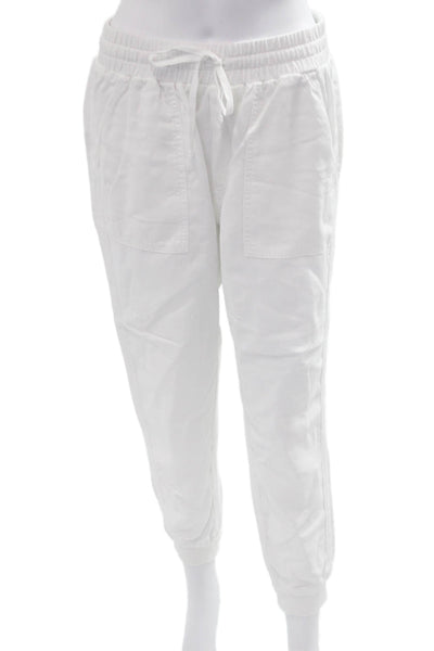 Splendid Women Jogger Sweatpants White Lyocell Linen Drawstring Size M