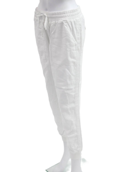 Splendid Women Jogger Sweatpants White Lyocell Linen Drawstring Size M