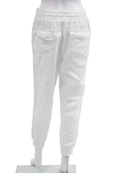 Splendid Women Jogger Sweatpants White Lyocell Linen Drawstring Size M