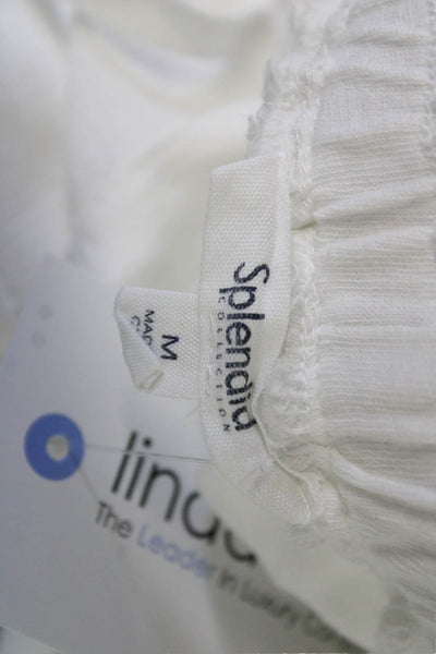 Splendid Women Jogger Sweatpants White Lyocell Linen Drawstring Size M