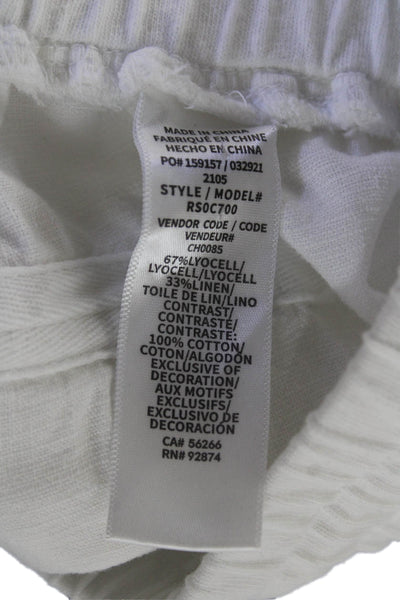 Splendid Women Jogger Sweatpants White Lyocell Linen Drawstring Size M