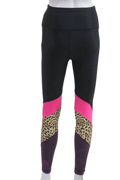 P.E. Nation Women Ankle Jeggings Black Animal Print Polyester Size S
